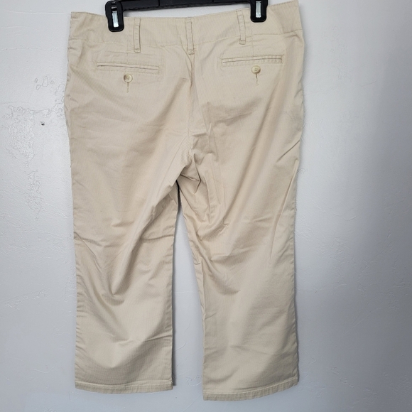 Michael Kors Women's 10 Khaki Tan Cropped Work Dress White Pinstripe Business - Picture 5 of 10